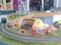 The American Flyer Circus was set up on one of the modular layout's corner modules.