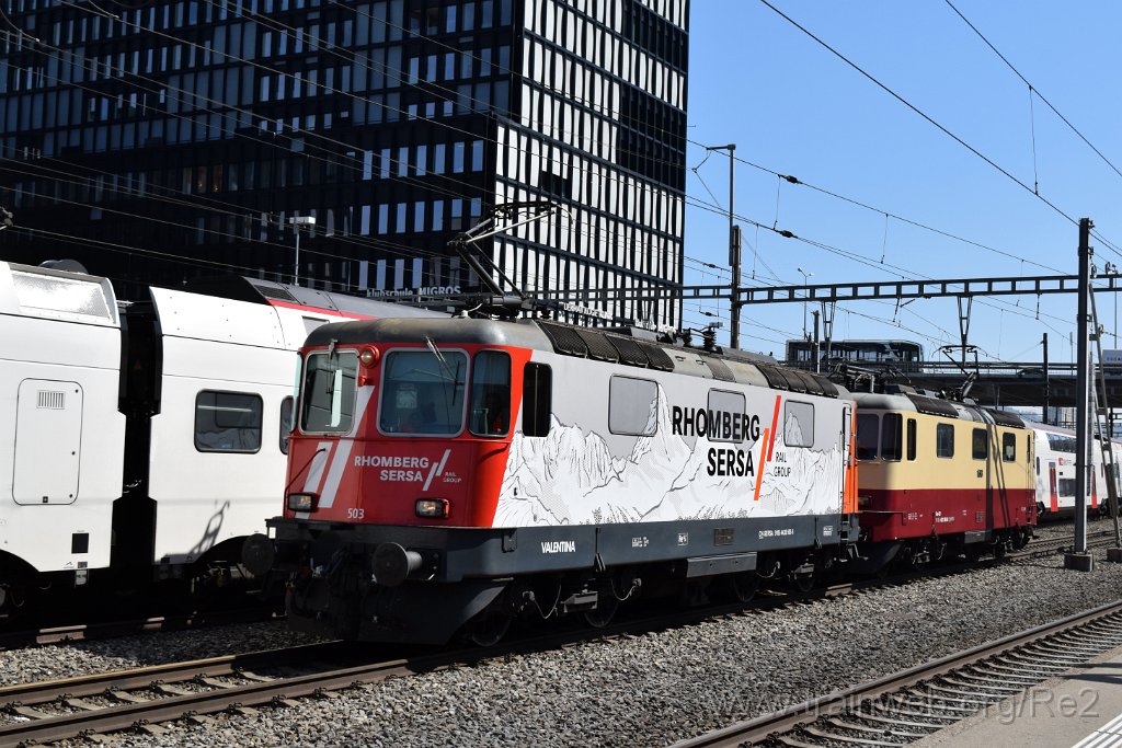 9037-0049-120424.jpg - Sersa Re 420.503-5 ''Valentina'' (Re 91 85 4 420 503-5 CH-SERSA) + IRSI Re 421.393-0 / Re 4/4'' 11393 (Re 91 85 4 421 393-0 CH-IRSI) / Zürich-Altstetten 12.4.2024