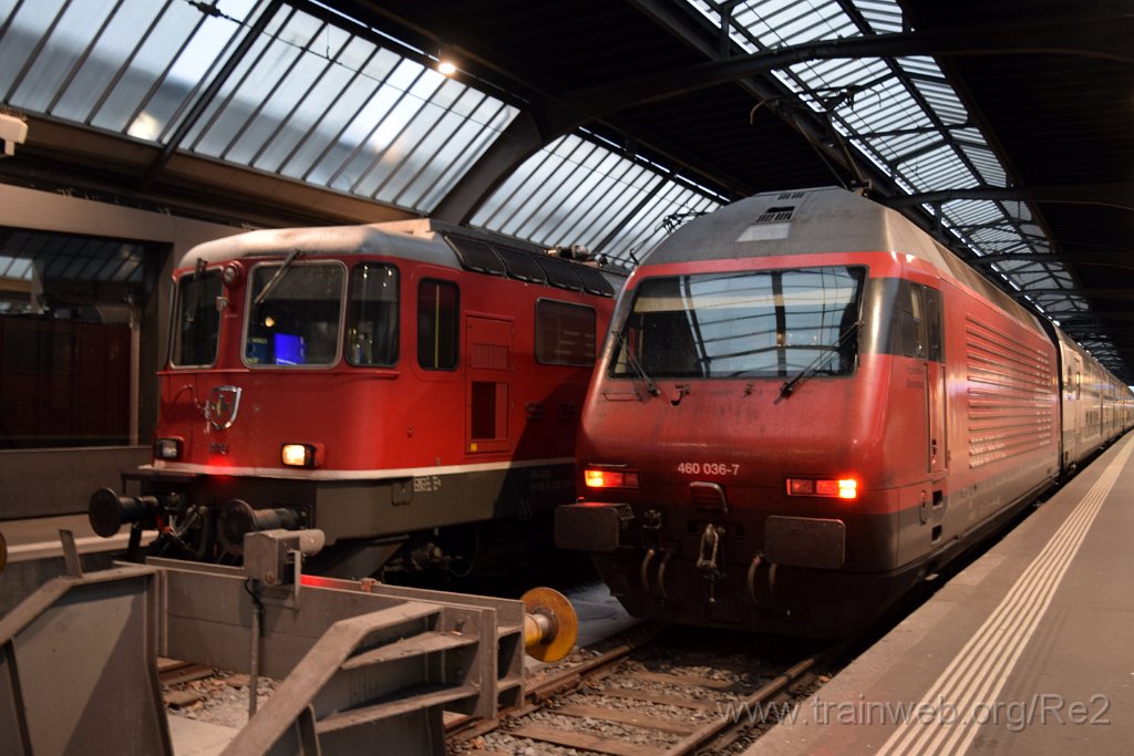 4929-0038-150418.jpg - SBB-CFF Re 460.036-7 ''Franches-Montagnes'' + SBB-CFF Re 4/4'' 11128 (Re 420.128-1)  (Re 91 85 4 420 128-1 CH-SBB) / Zürich HB 15.4.2018