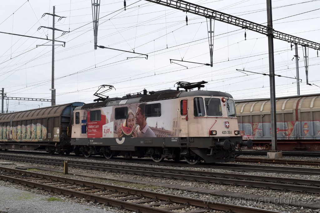 7273-0001-040221.jpg - SBBC Re 420.262-8 ''Mailand zum Eco-Preis'' (Re 91 85 4 420 262-8 CH-SBBC) / Pratteln 4.2.2021