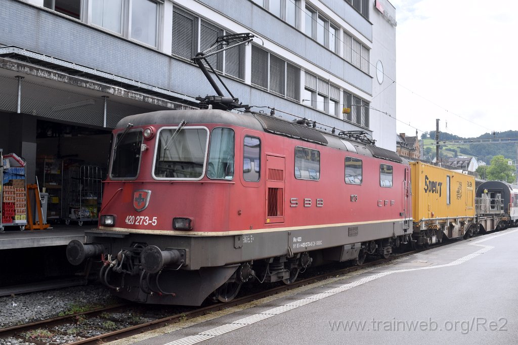 9911-0006-250725.jpg - SBBC Re 4/4'' 11273 (Re 420.273-5)  (Re 91 85 4 420 273-5 CH-SBBC) + AAEC (CH) Sggrss 003 (99 85  9362 003-7 CH-AAEC) / St.Gallen HB 25.7.2025