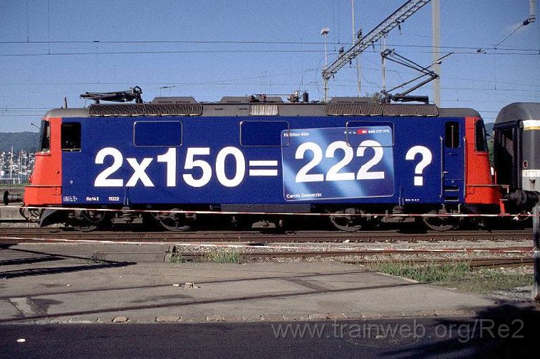 0782-34W.JPG - SBB-CFF Re 4/4'' 11322 ''2x150=222?'' / Zürich-Tiefenbrunnen 3.9.1999