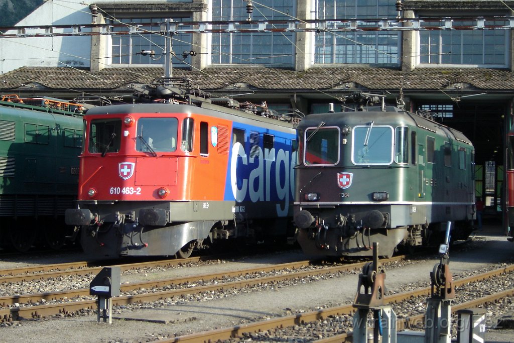 1416-0035-080907.jpg - SBBC Ae 610.463-2 ''Göschenen'' + SBB-CFF Re 4/4''' 11364 / Erstfeld (Dépot) 8.9.2007