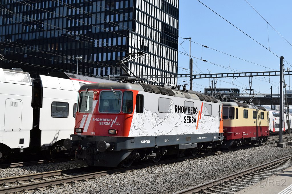 9037-0049-120424.jpg - Sersa Re 420.503-5 ''Valentina'' (Re 91 85 4 420 503-5 CH-SERSA) + IRSI Re 421.393-0 / Re 4/4'' 11393 (Re 91 85 4 421 393-0 CH-IRSI) / Zürich-Altstetten 12.4.2024