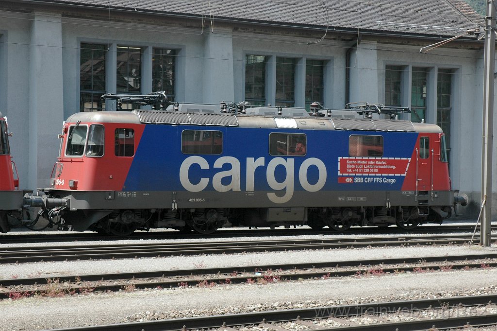 2841-0041-150613.jpg - SBBC Re 421.395-5 ''Suche Mieter oder Käufer'' (Re 91 85 4 421 395-5 CH-SBBC) / Erstfeld (Dépot) 15.6.2013