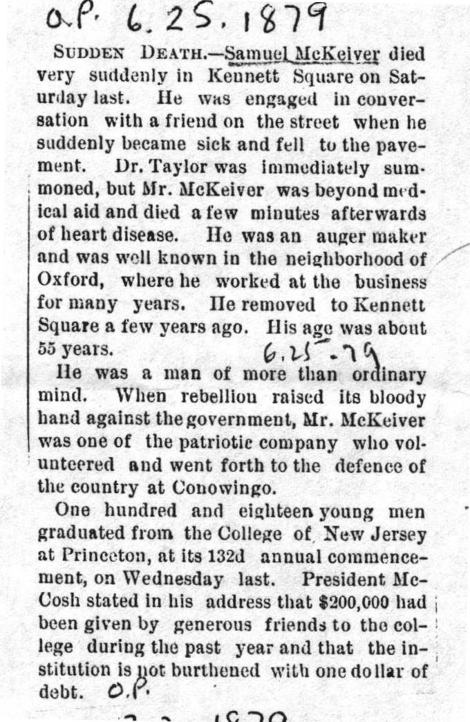 Samuel McKeever Obit, Oxford Press