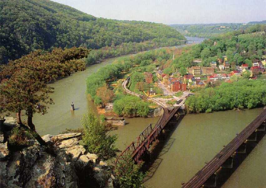 Harpers Ferry - Arial View Postcard