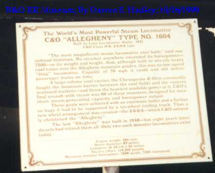 Baltimore & Ohio Museum - C&O Allegheny Type #1604