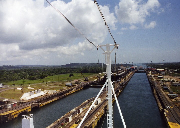 Panama Canal - Cruise Ship being pulled