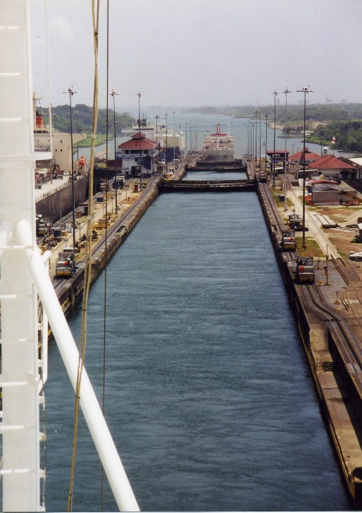 Panama Canal - Cruise Ship being pulled
