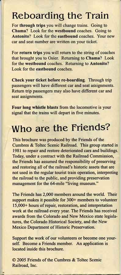 Brochure:  A Trip Map to the CUMBRES & TOLTEC SCENIC RAILROAD