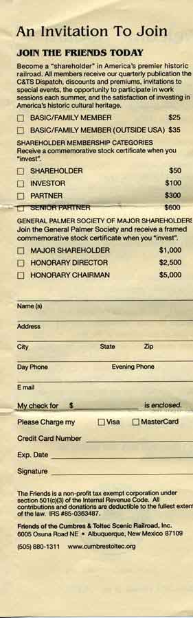 Brochure:  A Trip Map to the CUMBRES & TOLTEC SCENIC RAILROAD