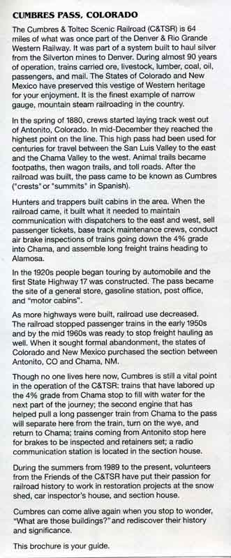 Brochure - CUMBRES PASS WALKING TOUR