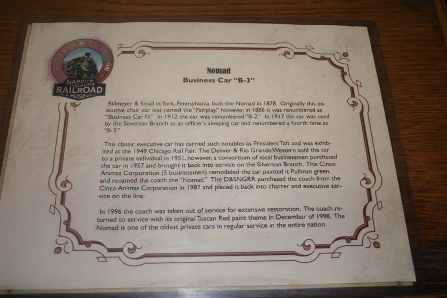 Durango & Silverton - Business Car B-3 - Nomad