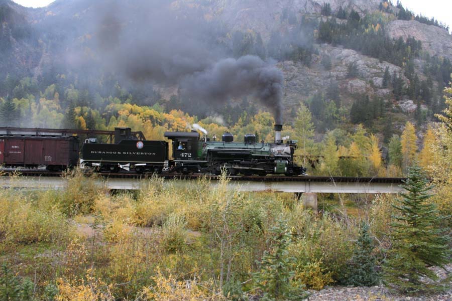 Durango & Silverton - Engine #472 on Deck Girder Bridge