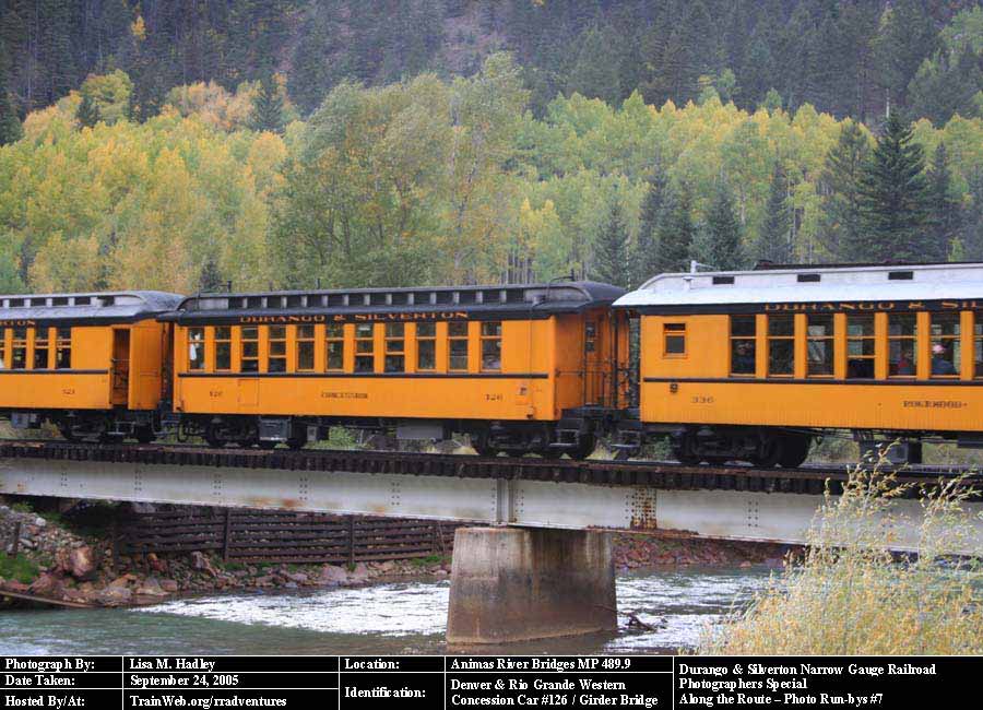 Durango & Silverton - Concession Car #126 on Girder Bridge