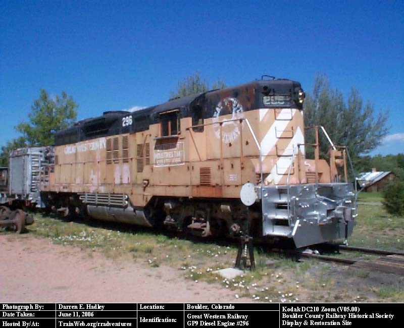 Boulder County Railway - Great Western Railway GP9 Diesel Engine #296