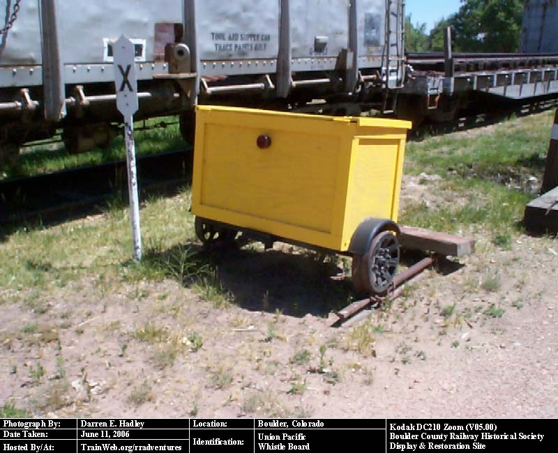 Boulder County Railway - Union Pacific Whistle Board