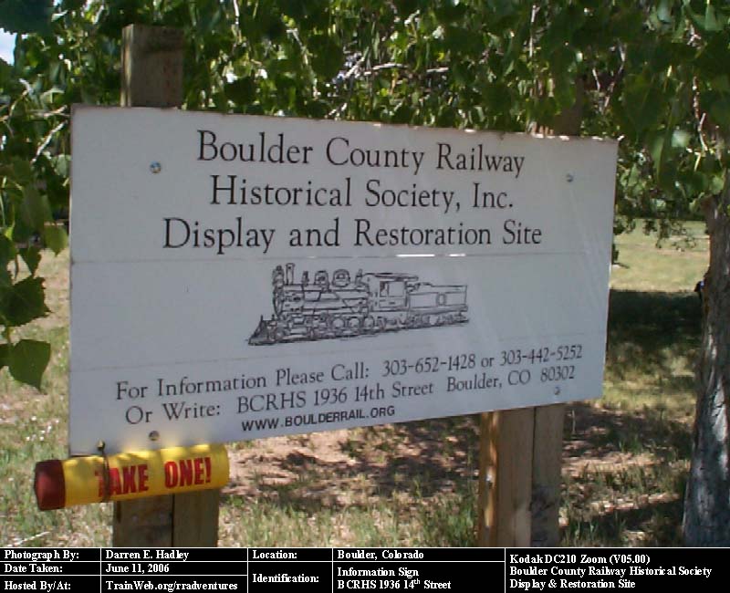 Boulder County Railway - Information Sign