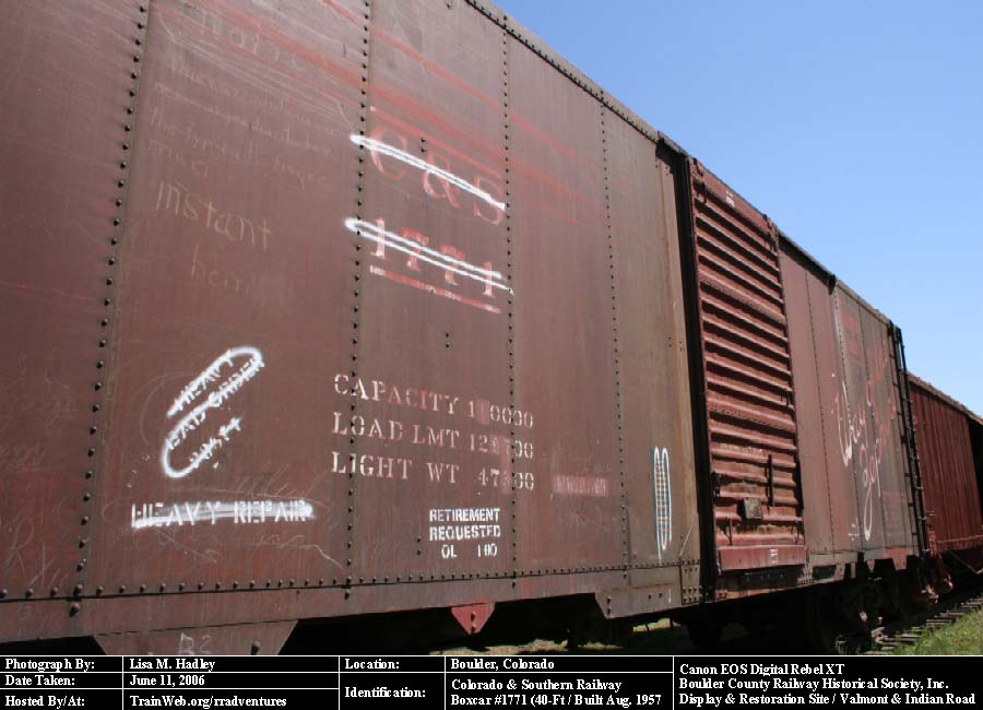 Boulder County Railway - Colorado & Southern Boxcar #1771