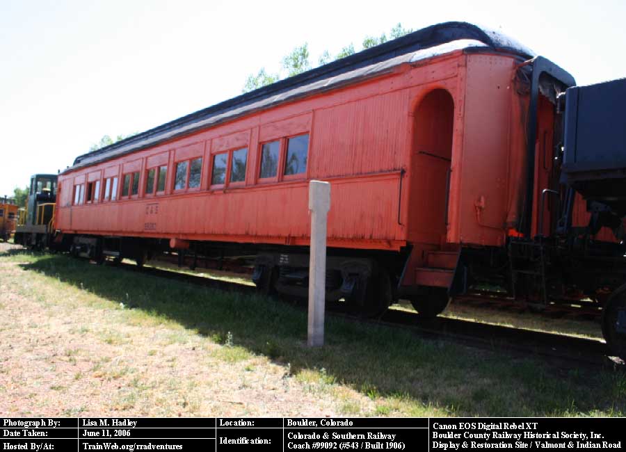 Boulder County Railway - Colorado & Southern Railway Coach #99092