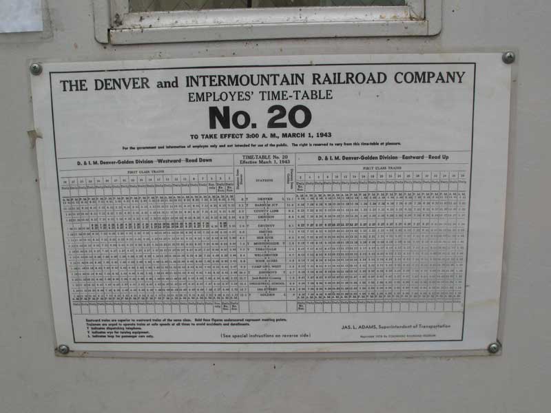 Employee Time-Table No. 20