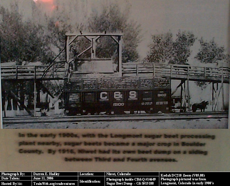 Photograph from inside of CB&Q #14649 - Niwot Depot