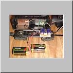 Close up of Tender shell, mounted transmitter board, antenna.