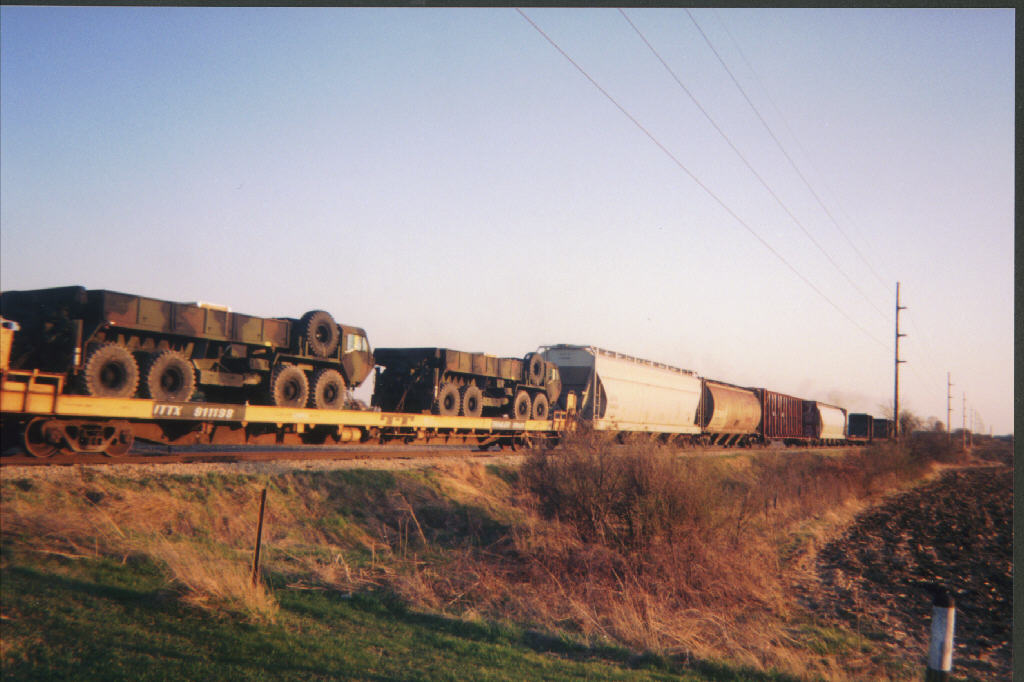 Army trucks on the JS