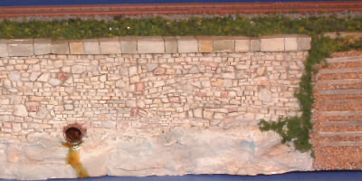 A stone retaining wall