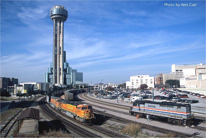 BNSF coal load passes Dallas Union Station - Dallas, TX