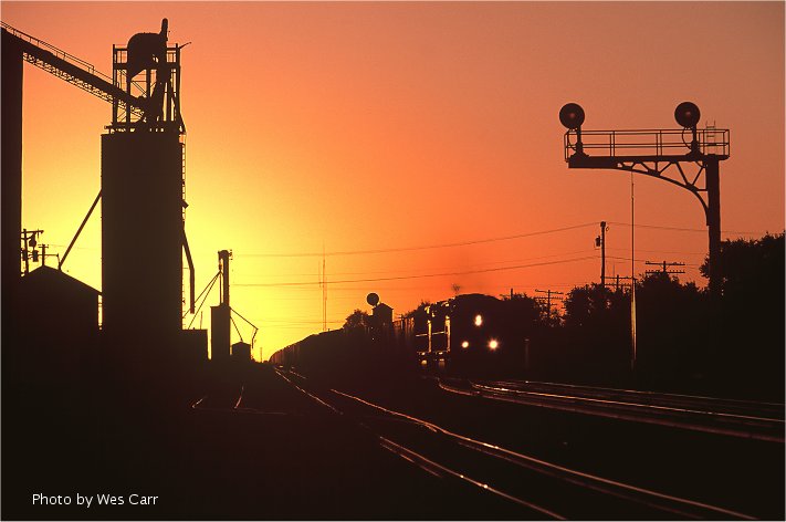 sunrise - empty coal train at Quanah, TX