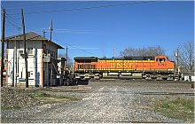  A BNSF train waits to enter the UP Glidden Sub at Tower 17