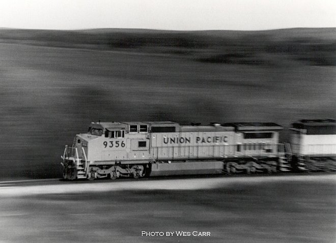 UP 9356 at speed - Kiowa, OK - 1993