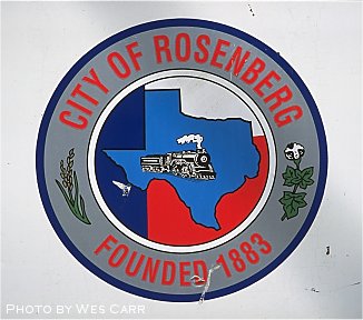 The city emblem of Rosenberg reflects the town's railroad heritage