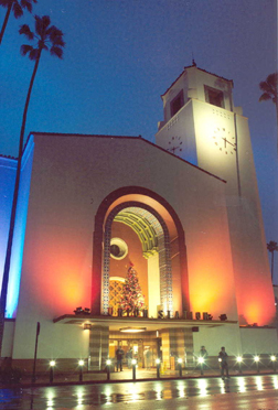 Los Angeles Union Station at night 