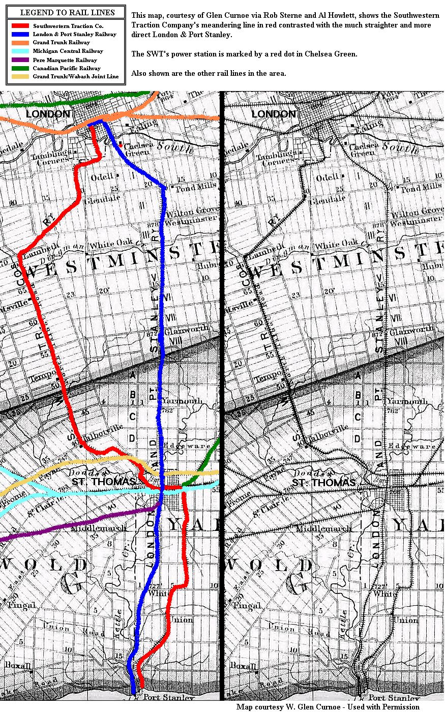 Map showing railroads in the region - Pre 1909
