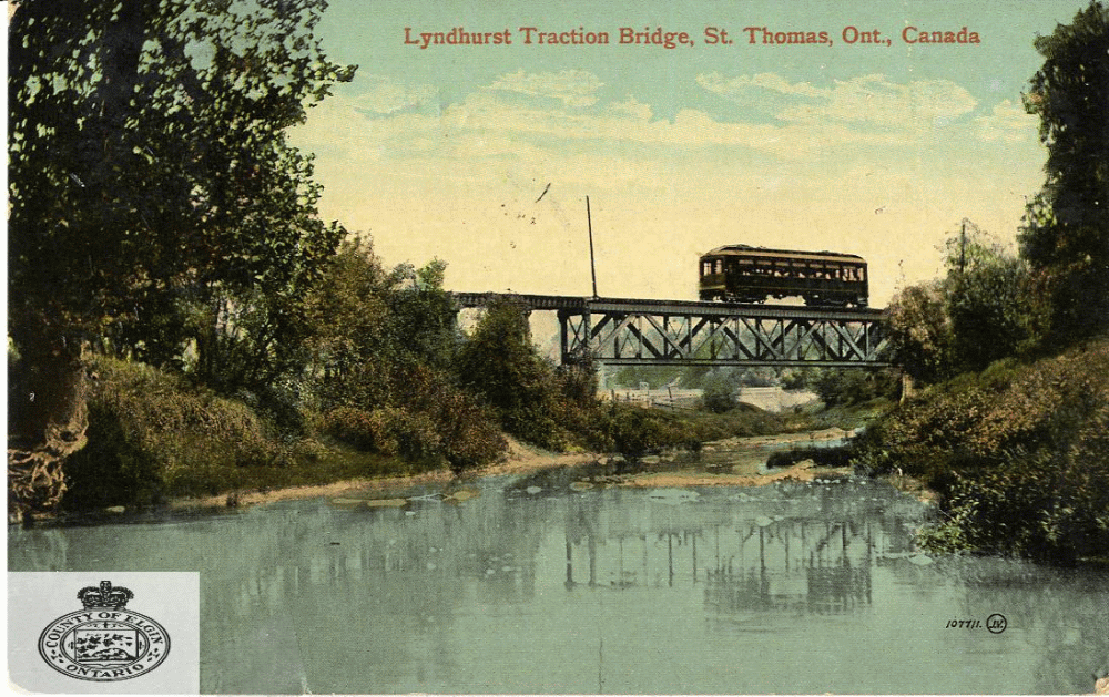 L&LE car crossing Kettle Creek on Lynhurst Bridge