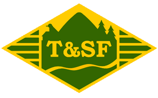 Green and gold diamond shaped T&SF herald