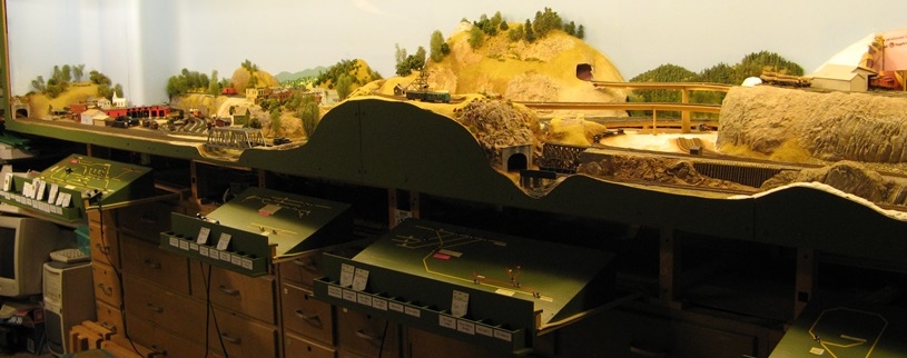 The TNSF layout showing the control panels and car card boxes.