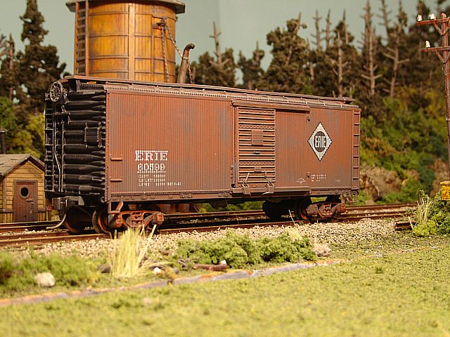 Erie 40 Ft Wood Boxcar #60599 Angle View