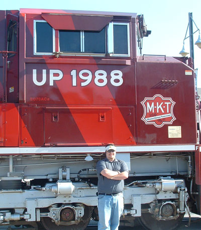 Nathan in front of UP1988, when on display at Union Station Kansas City, Mo.
