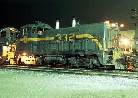 Maine Central SW9 #332 sits at Northern Maine Junction waiting for a crew 