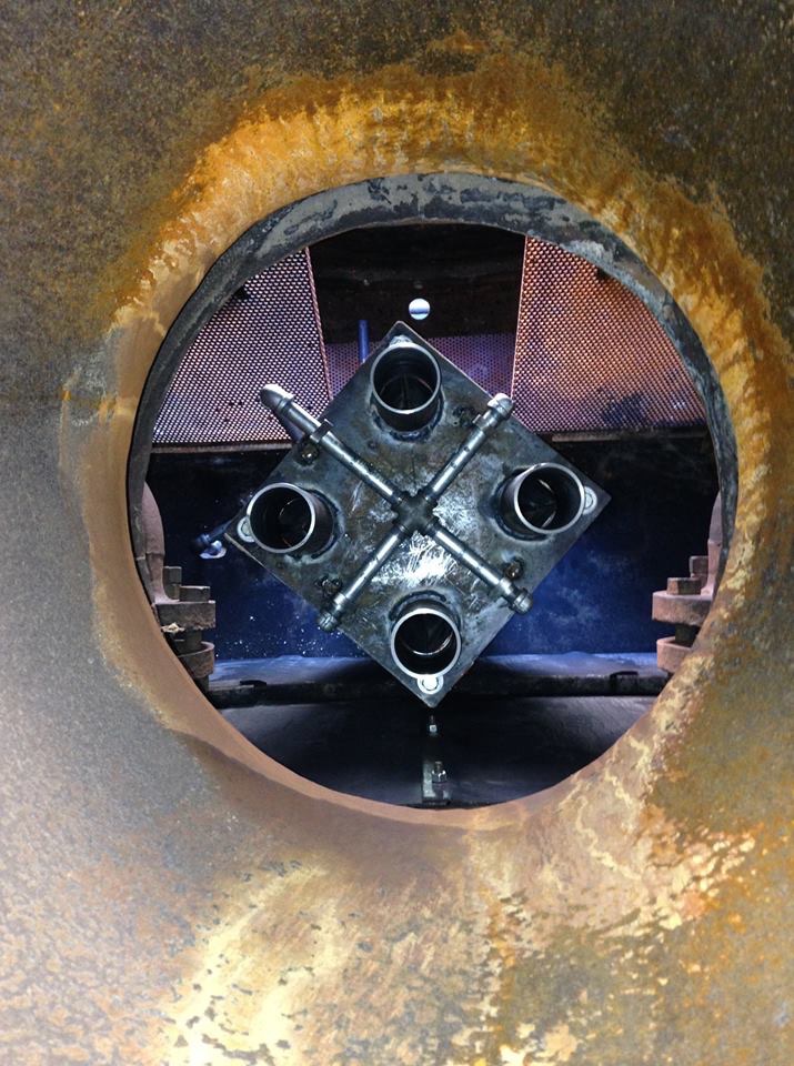 looking down stack at new nozzle assembly