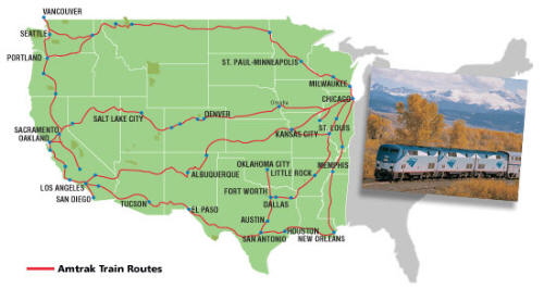 Amtrak western route map