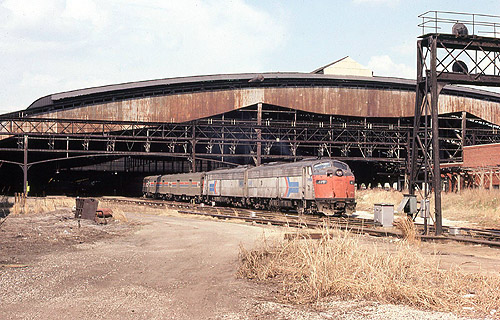 Amtrak Train #30 leaving St. Louis Union Station (April 1979)
