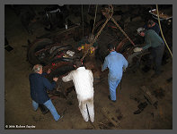 (c)2006 Robert Snyder - Using Winters' 10 Ton overhead crane to move the side frames made reassembly a much easier task. (10K) - CLICK to Enlarge (100K)