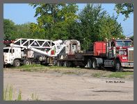 (c)2013 Rick Henn - Winter's Rigging 150 Ton Mantis self propelled crane and support truck. (10K) - CLICK to Enlarge (100K)