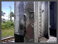 (c)2008 Rick Henn - Ripped up buffer plate on Coach #2918 after going through a tight Y. (10K) - CLICK to Enlarge (100K)