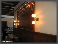 (c)2008 Robert Snyder - New reproduction Gas/Electric lighting fixtures in the hall between waiting rooms. (10K) - CLICK to Enlarge (100K)